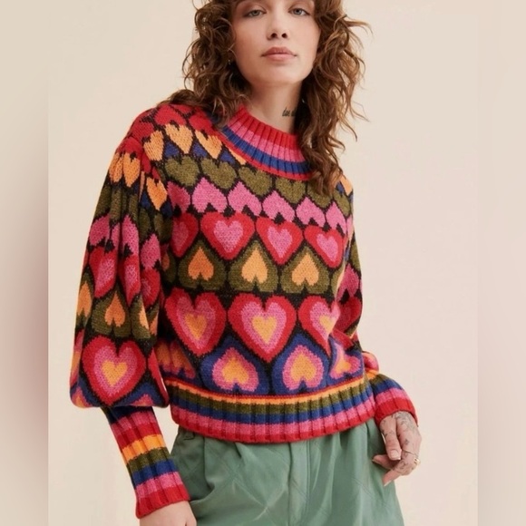 FARM Rio Multicolor Heart Sweater - Picture 2 of 11